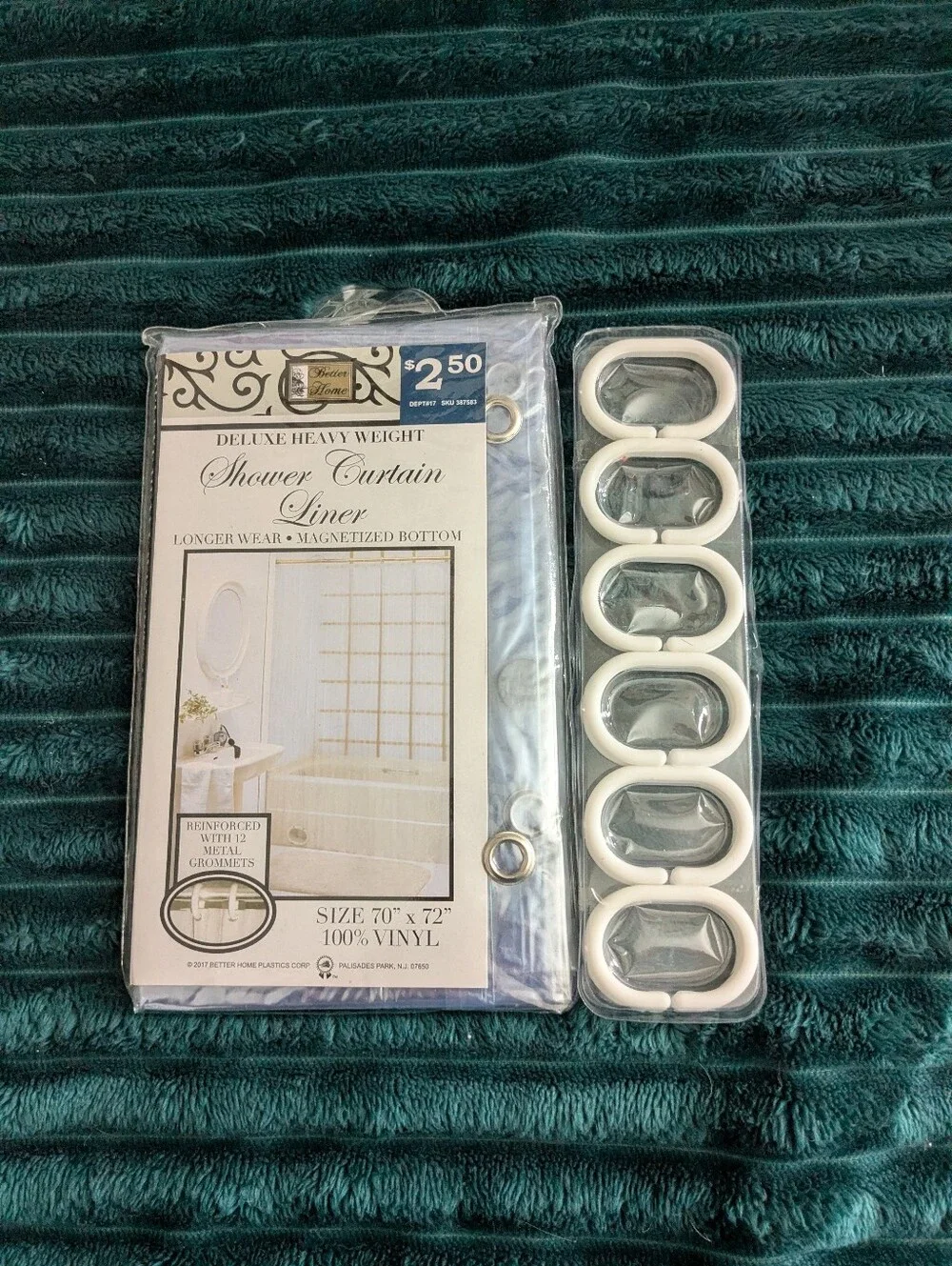 Clear Shower Curtain Liner with White Hooks - Unbranded